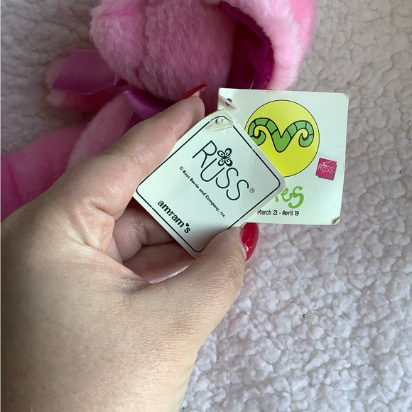 RUSS Berrie Plush Pink Aries Zodiac Bear Star Scopes Stuffed Animal Toy w Tags - Picture 7 of 12